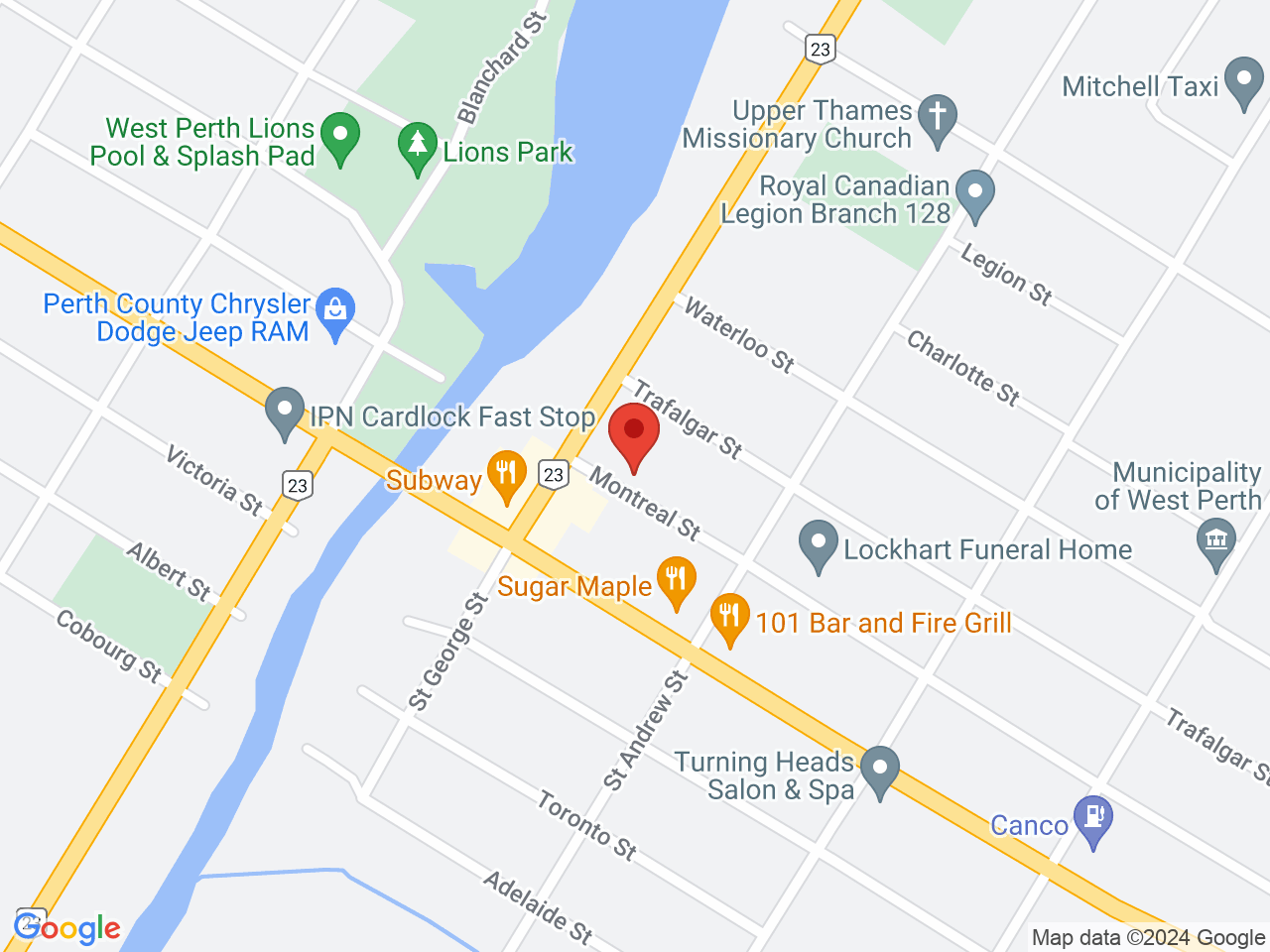 Street map for High Hopes Cannabis, 53 Montreal St, Mitchell ON