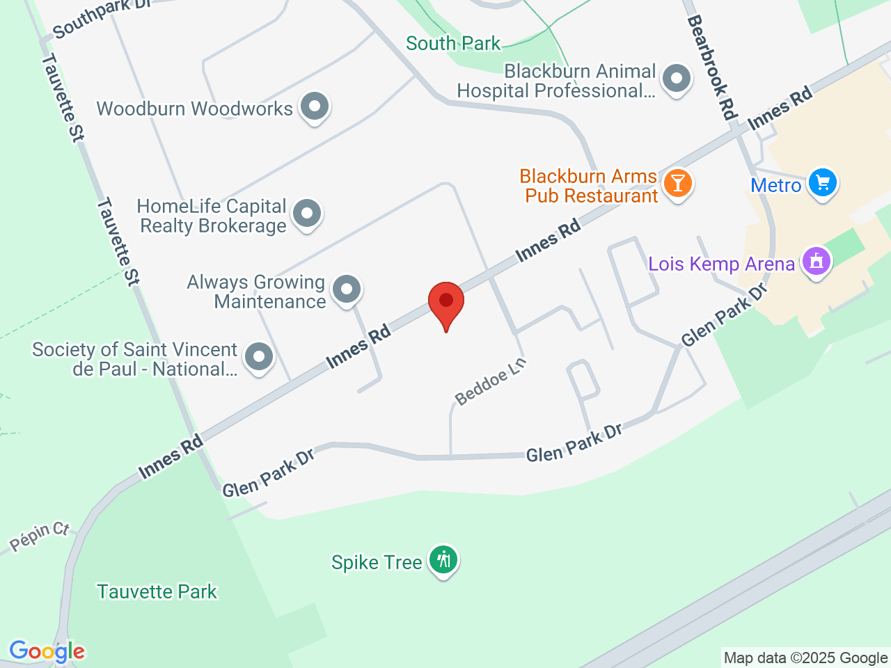 Street map for High Ties Cannabis Store, 2518 Innes Road, Gloucester ON