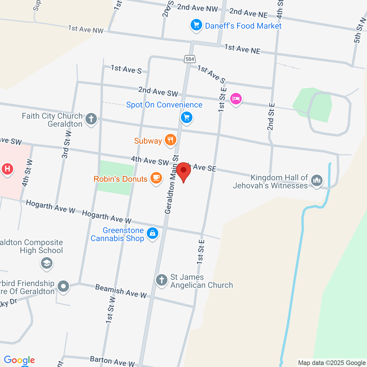 Street map for J. Supply Co., 404 Main St, Geraldton ON