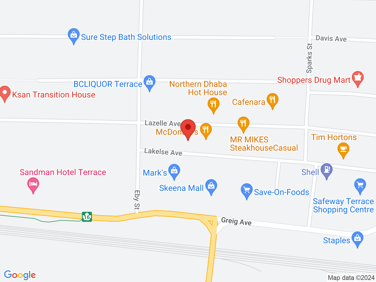 Street map for BD Cannabis Store, 4746 Lakelse Ave #102, Terrace BC