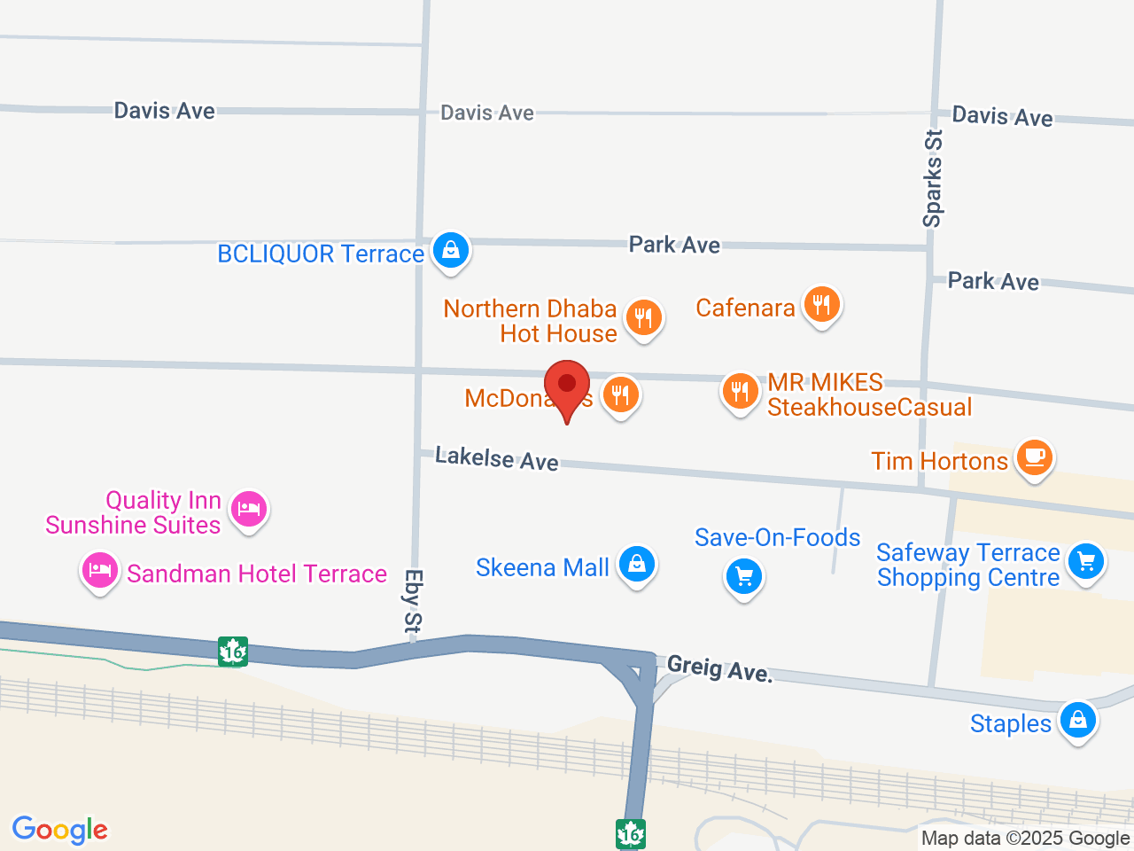 Street map for BD Cannabis (Deviant Fibres), 4746 Lakelse Ave #102, Terrace BC