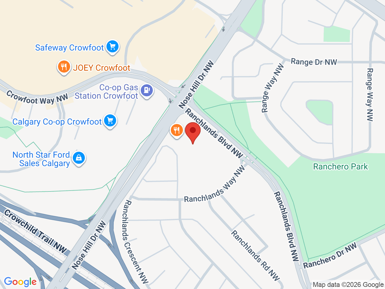 Street map for Dank Cannabis Dispensary, 123-1829 Ranchlands Blvd NW, Calgary AB