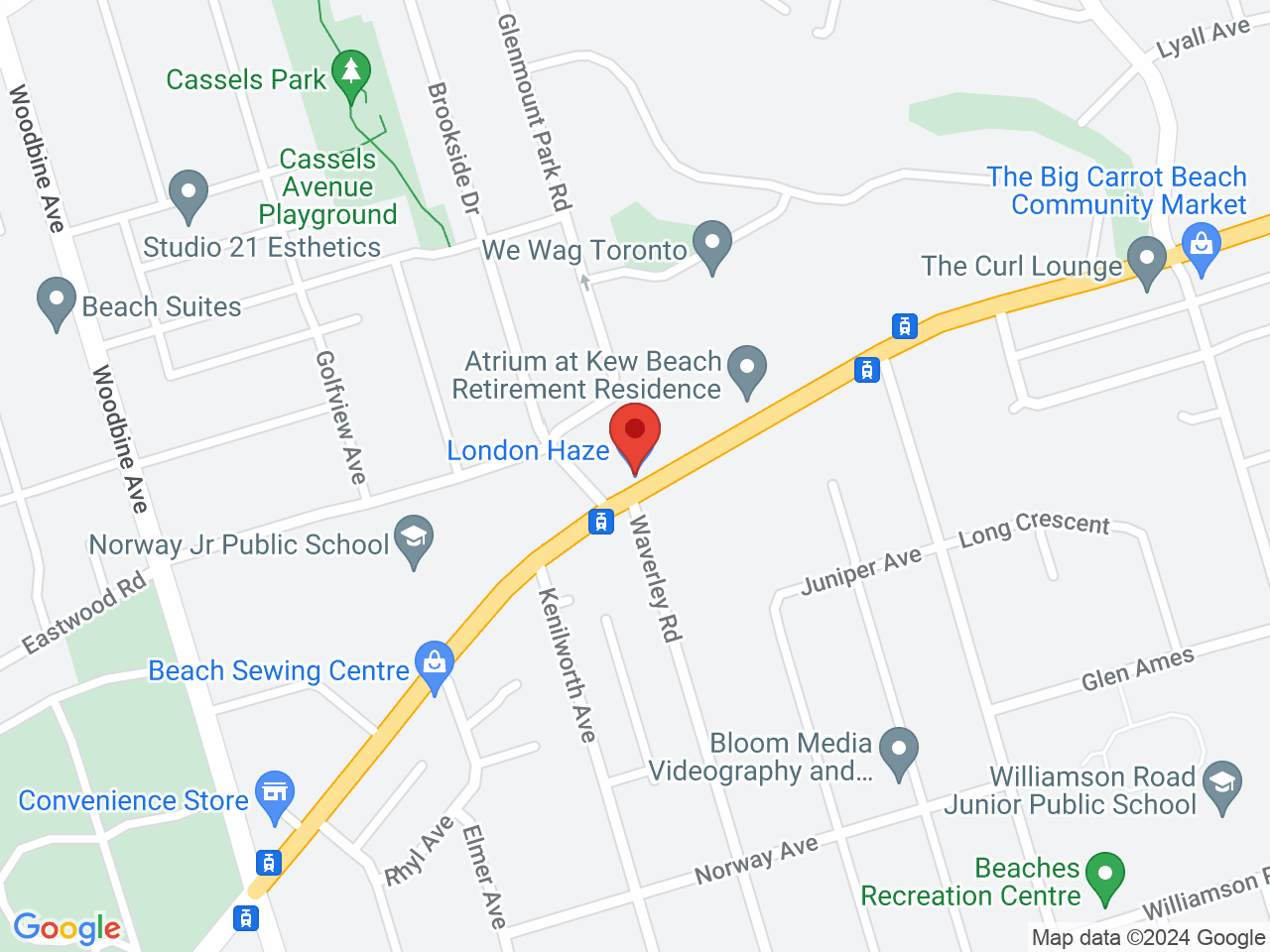 Street map for London Haze, 458 Kingston Rd, Toronto ON