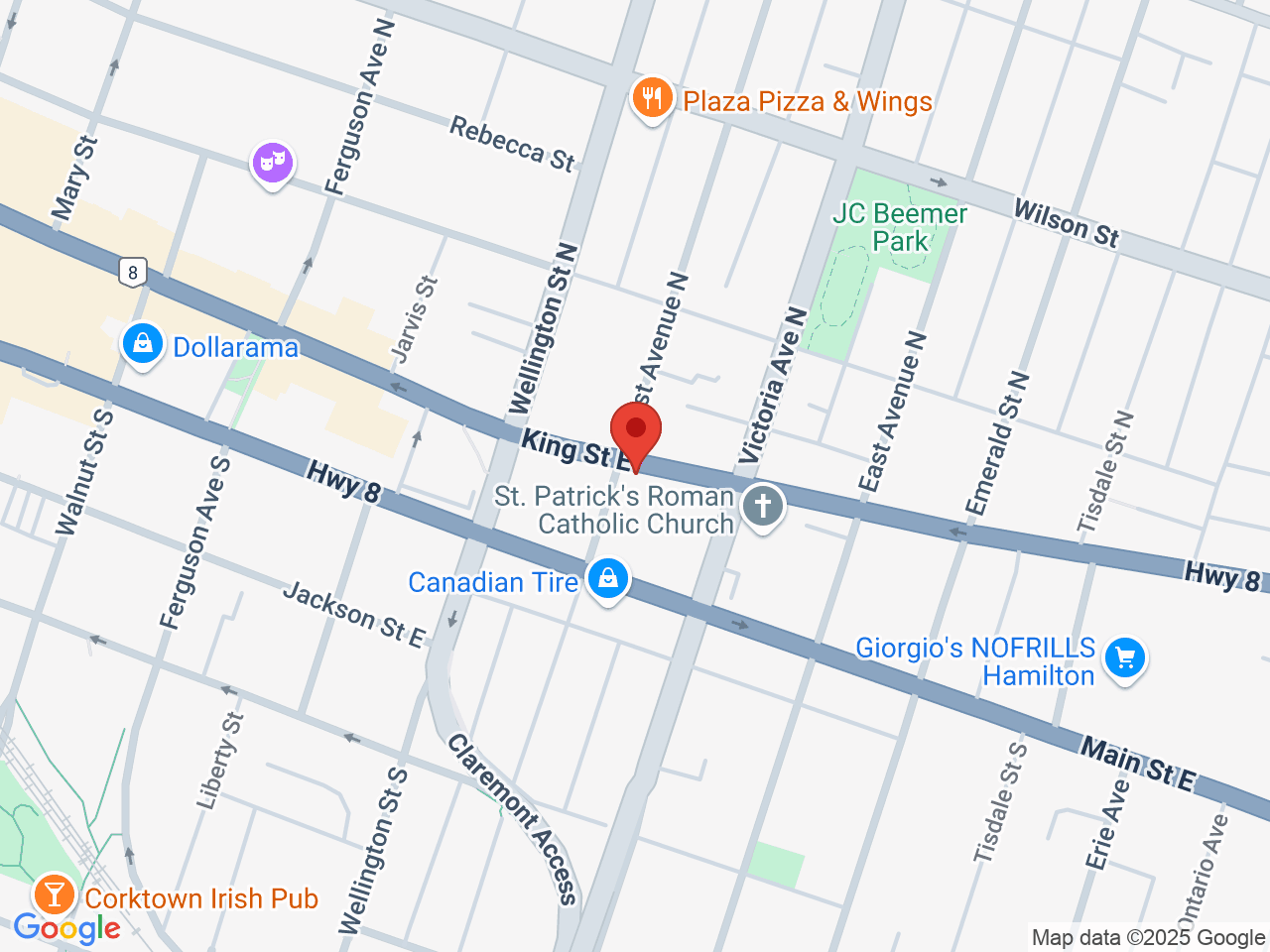 Street map for Lady Leaf Cannabis, 372 King St E, Hamilton ON