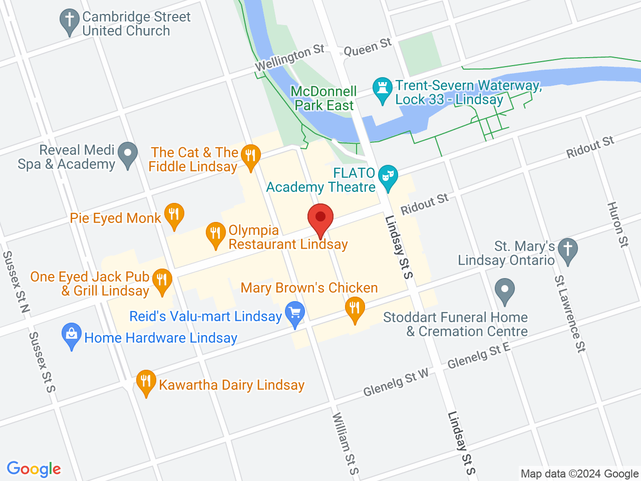 Street map for Leaflit, 55 Kent St W, Lindsay ON