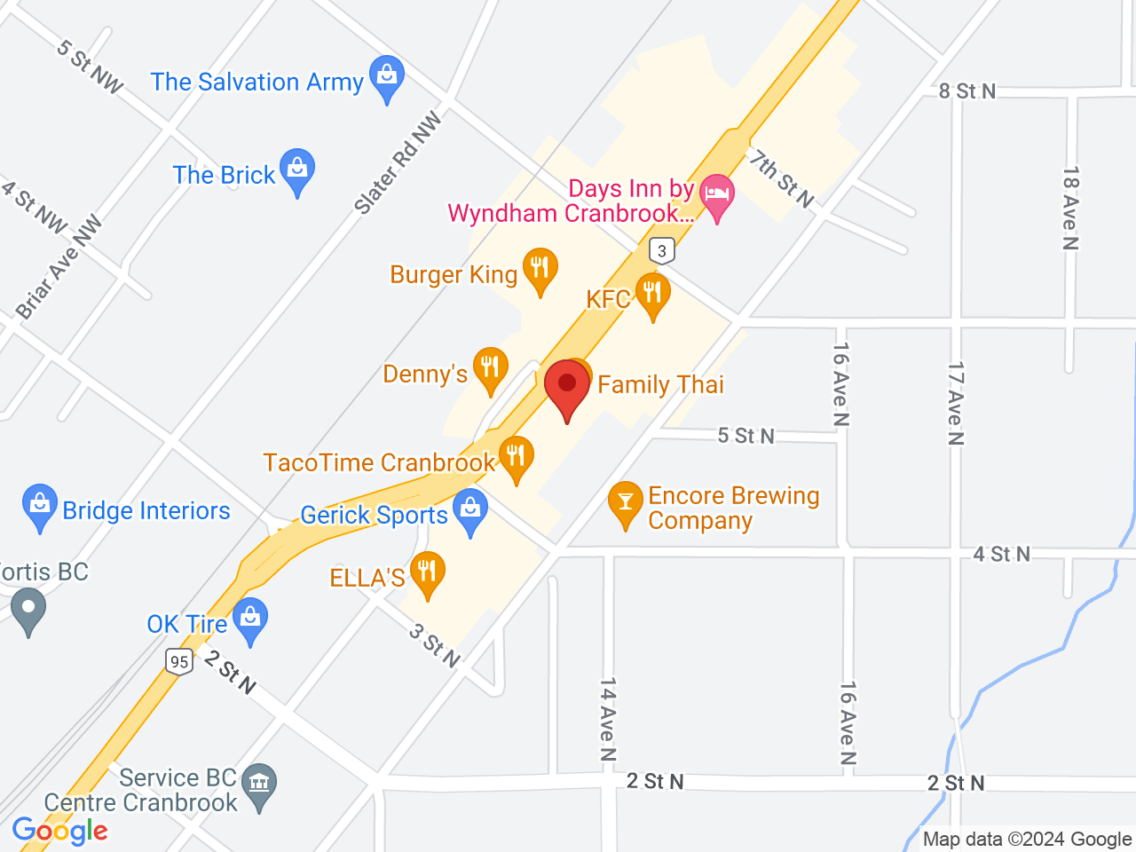 Street map for Green Gear Cannabis, 412 Cranbrook St N, Cranbrook BC