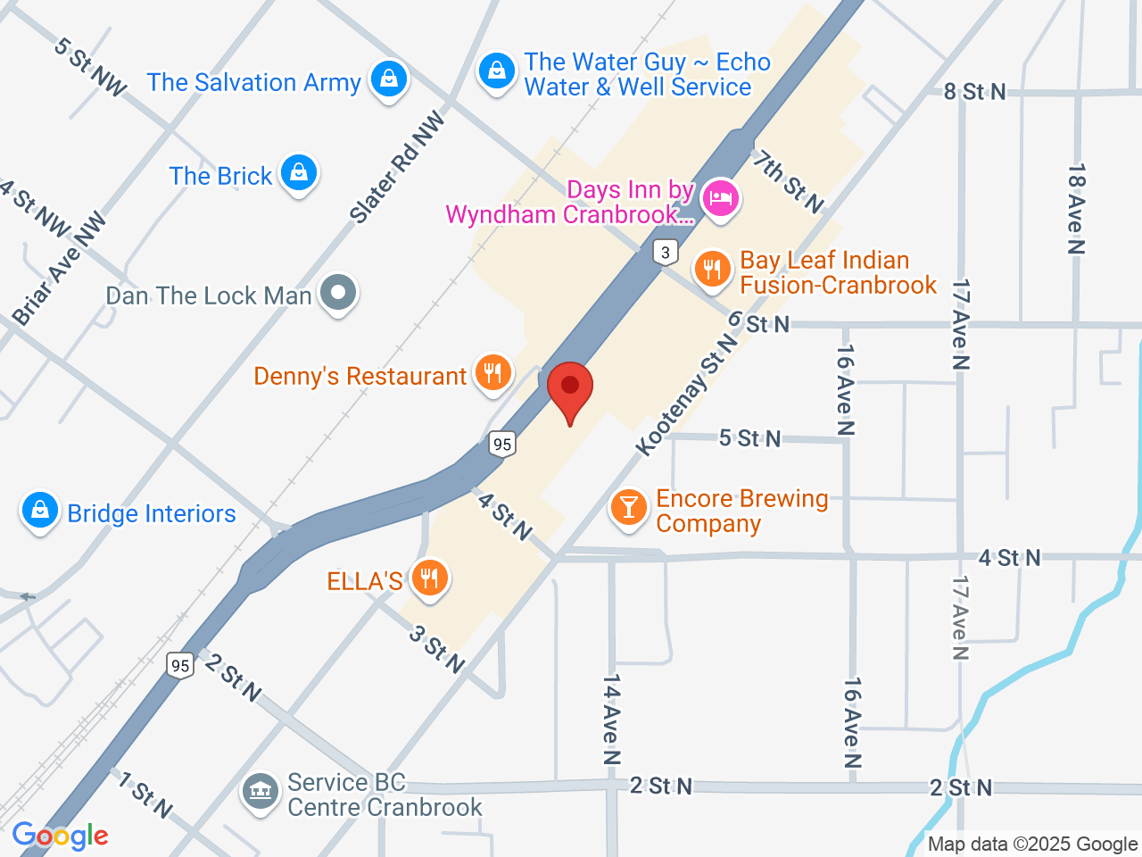 Street map for Green Gear Cannabis, 412 Cranbrook St N, Cranbrook BC