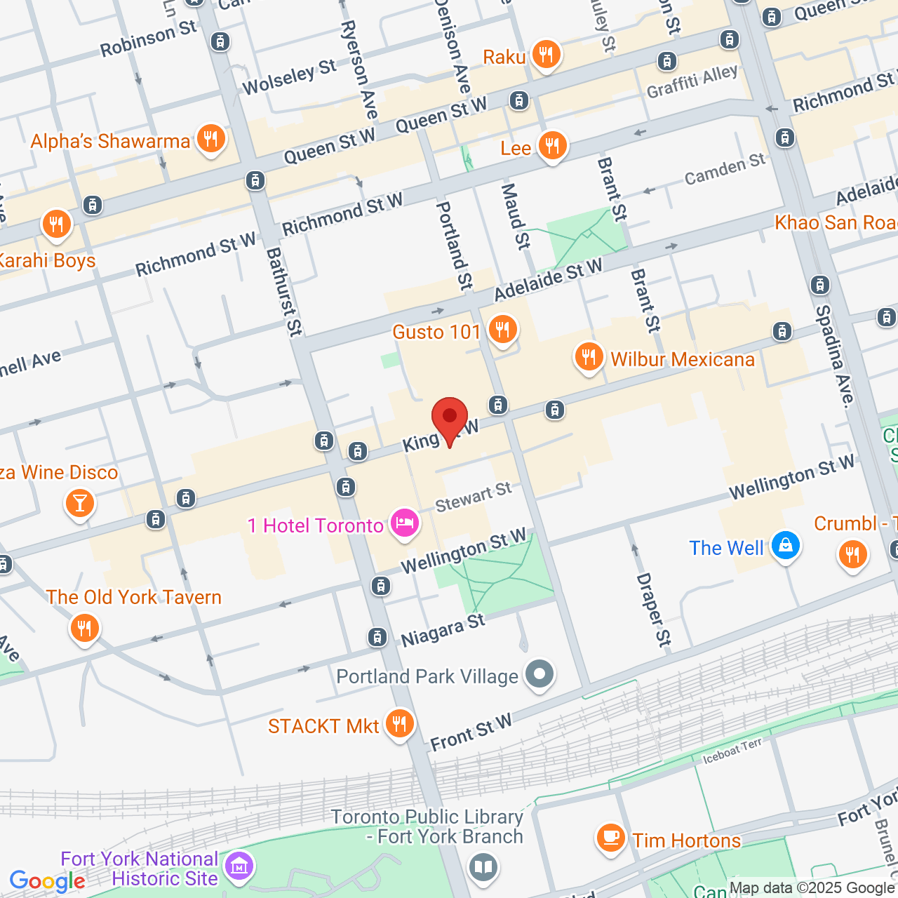 Street map for Phoenix Cannabis, 615 King St W, Toronto ON