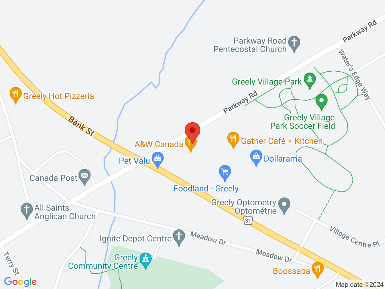 Street map for Mary J's Cannabis, 6045 Bank St, Greely ON