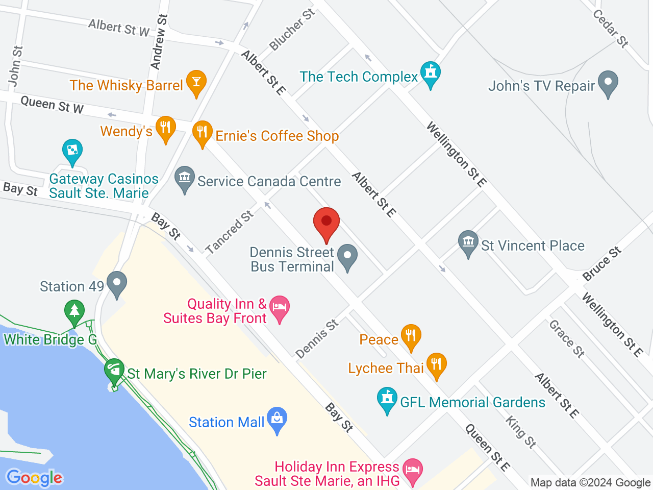 Street map for Matchbox Cannabis, 146 Queen St E, Sault Ste Marie ON