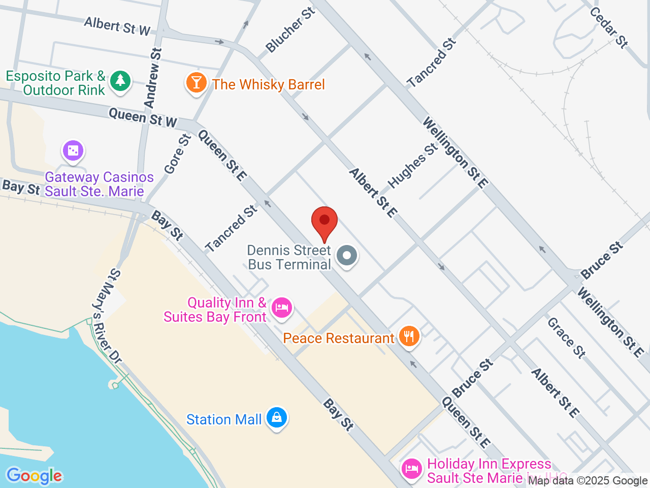 Street map for Matchbox Cannabis, 146 Queen St E, Sault Ste Marie ON