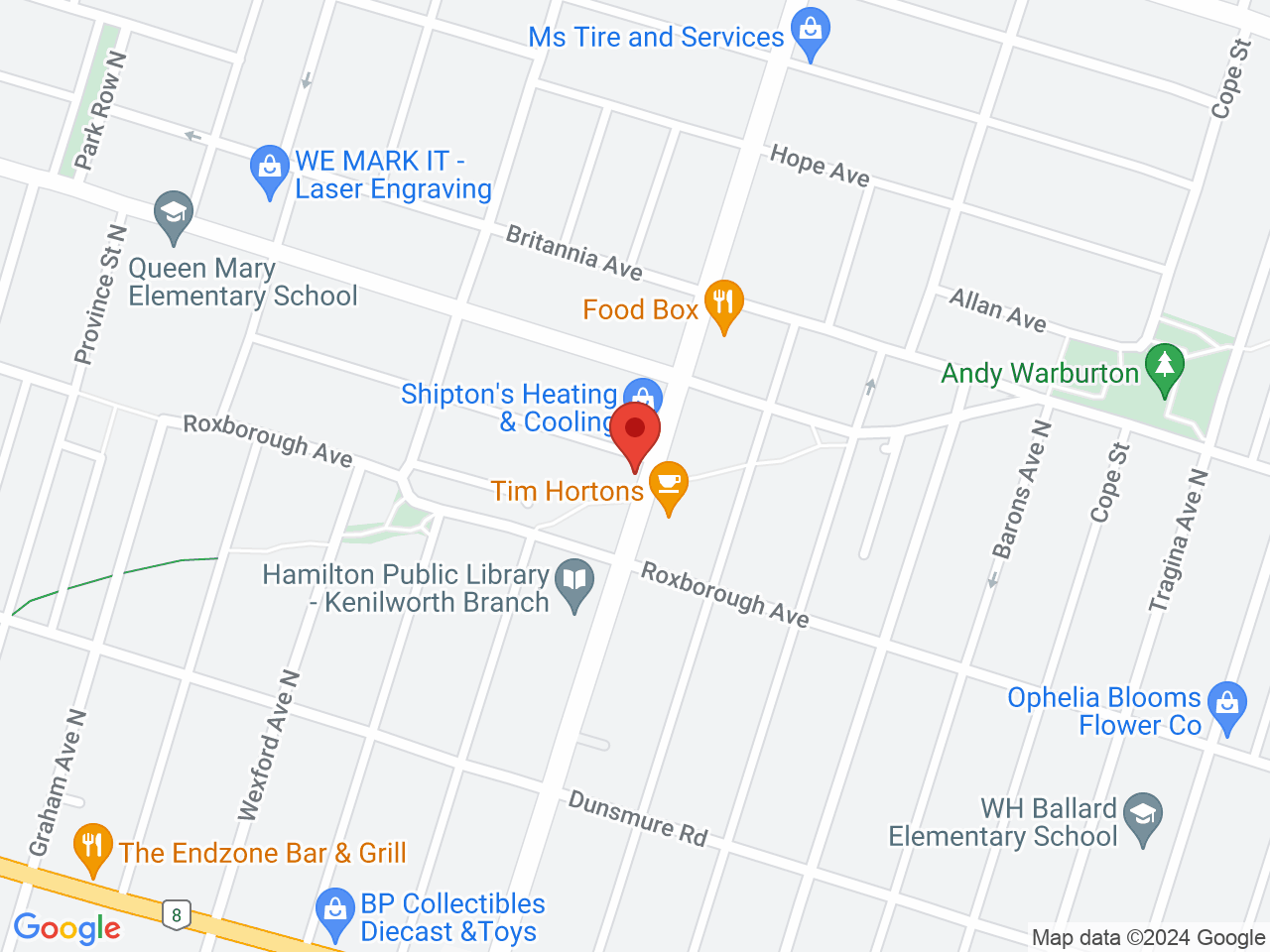 Street map for Mystic's Cannabis, 135 Kenilworth Ave N, Hamilton ON