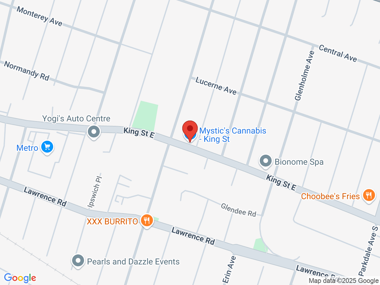 Street map for Mystic's Cannabis, 2141 King St E, Hamilton ON