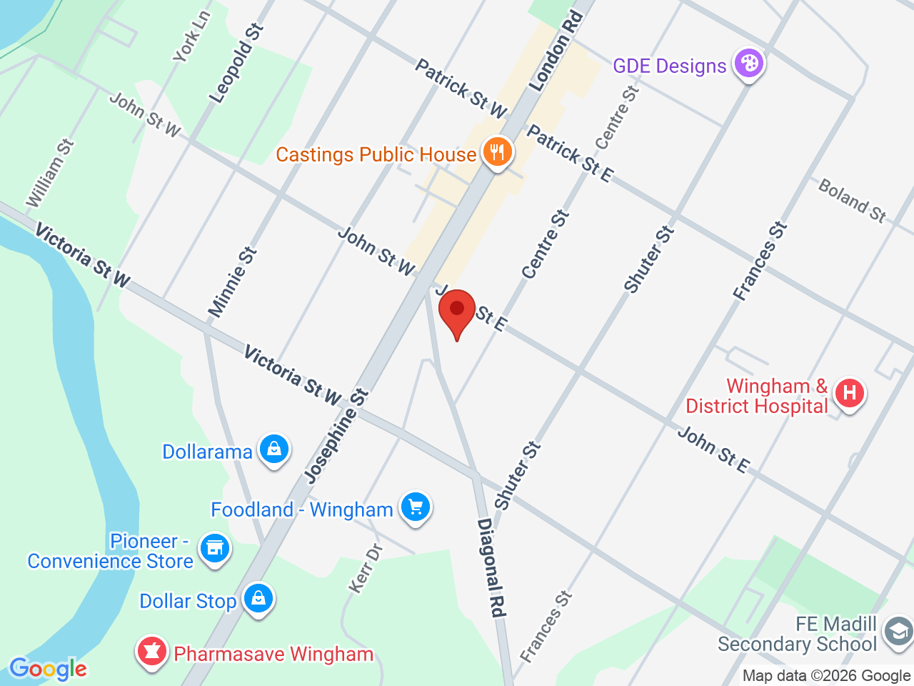 Street map for Naturally Bongins Inc., 11 Veterans Rd, Wingham ON