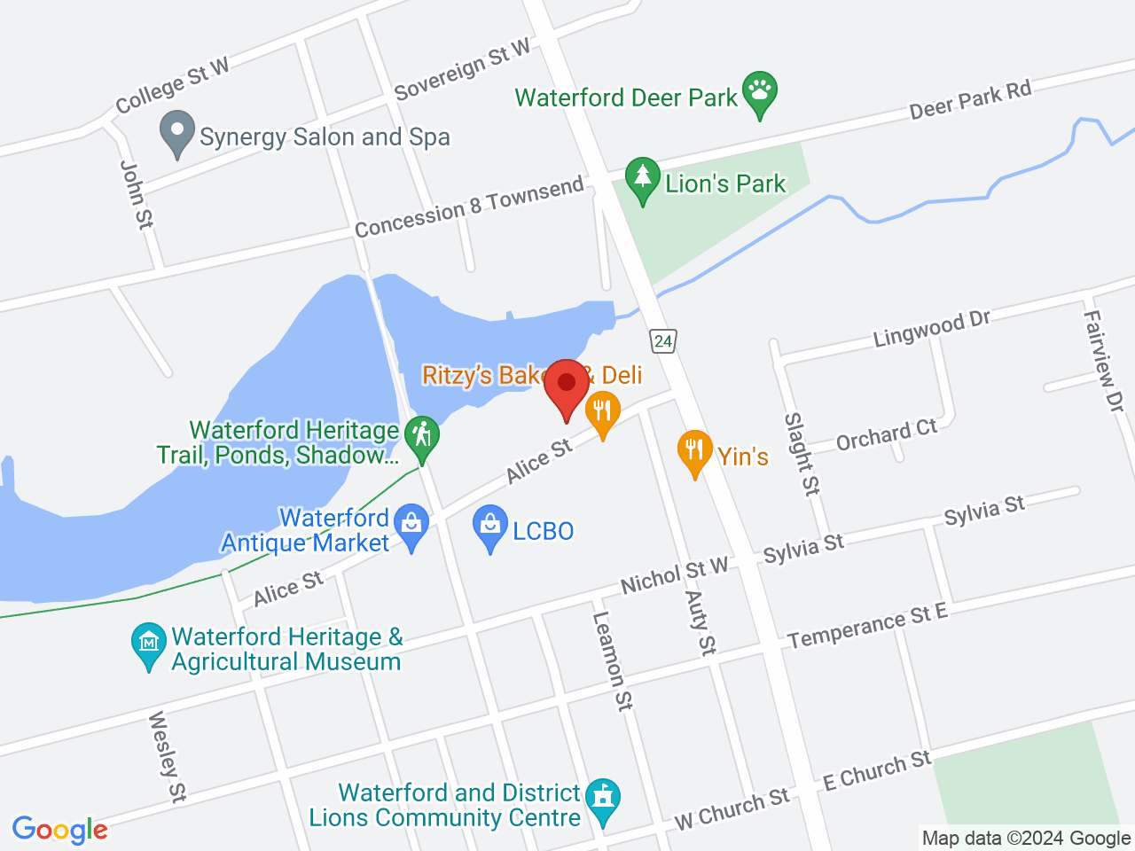 Street map for Northern Leaf Cannabis Co, 29 Alice St, Waterford ON