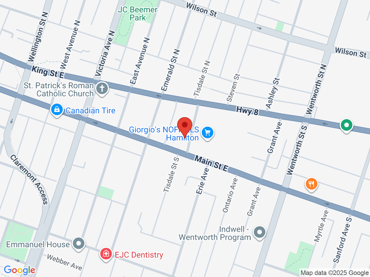 Street map for Paradise Cannabis - Odyssey, 22 Tisdale St S, Hamilton ON