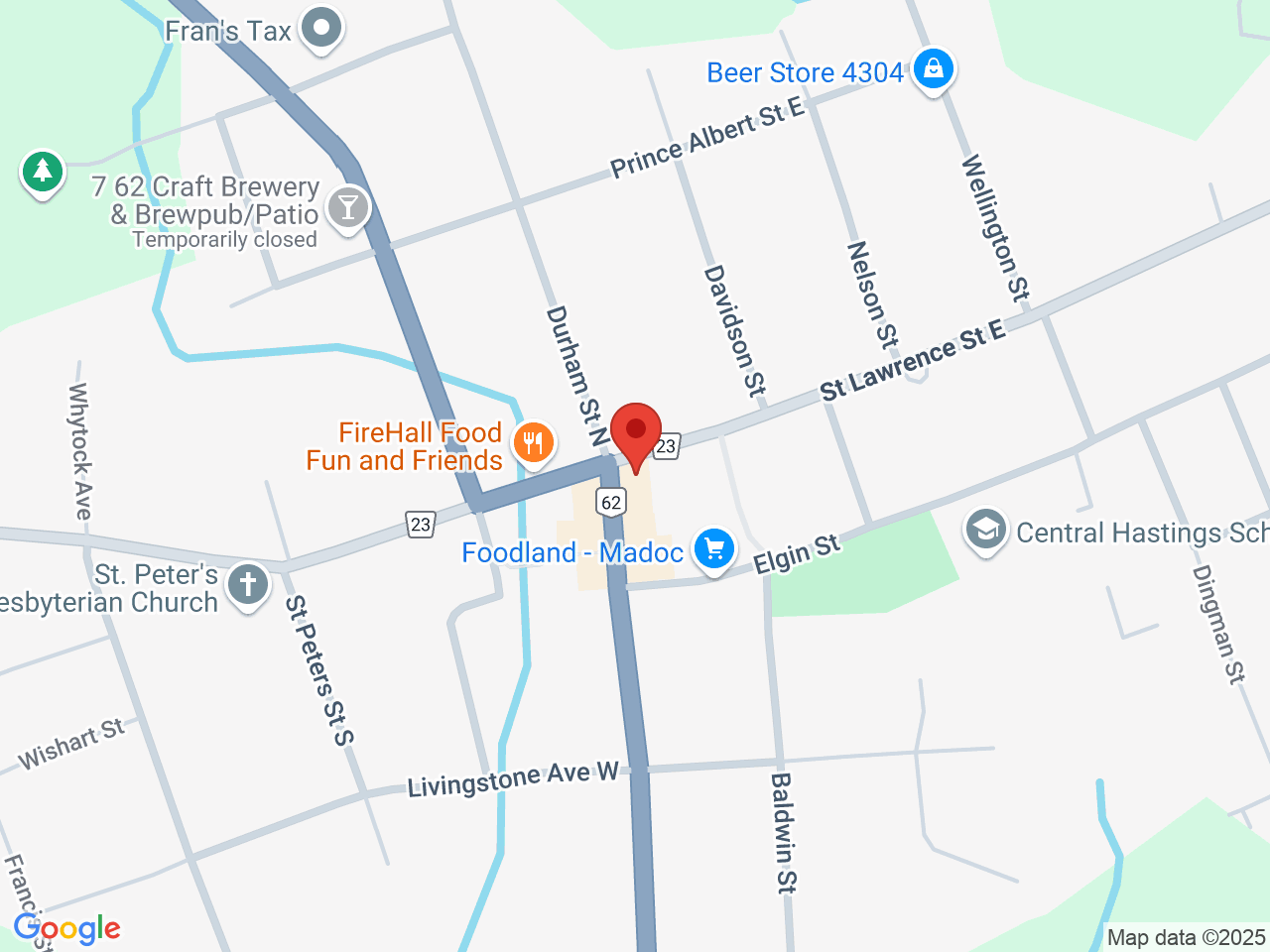 Street map for Olympia Cannabis, 15 Durham St S, Madoc ON