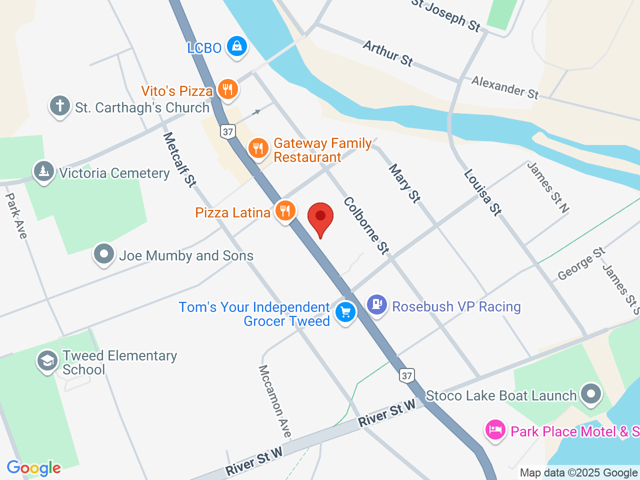 Street map for Olympia Cannabis, 233 Victoria St N, Tweed ON