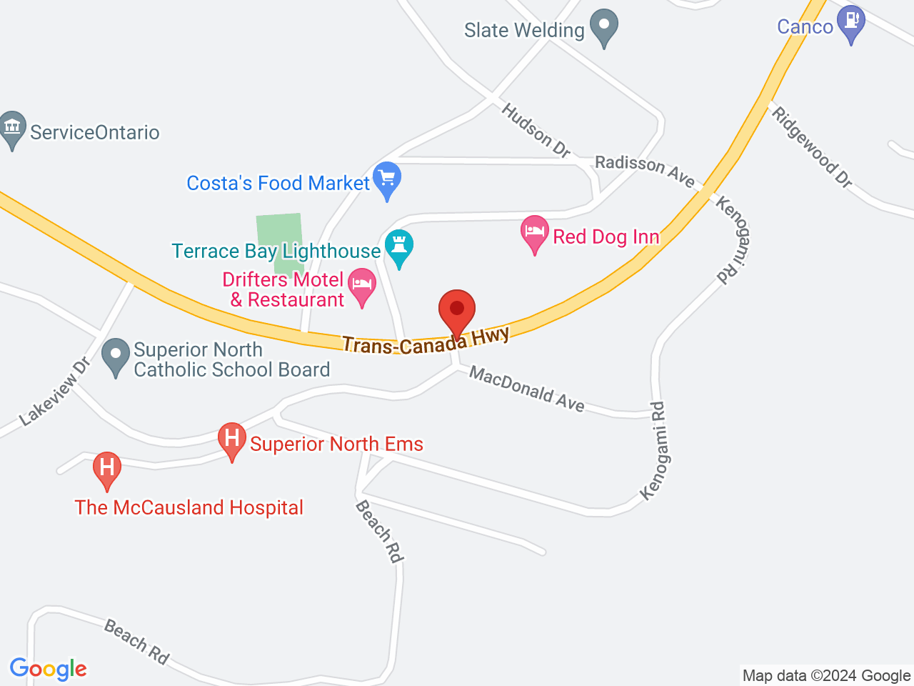 Street map for My Cannabis, 1002 Hwy 17, Terrace Bay ON
