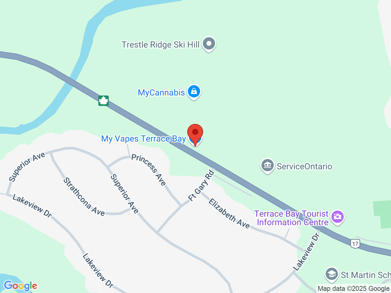 Street map for My Cannabis, 1002 Hwy 17, Terrace Bay ON