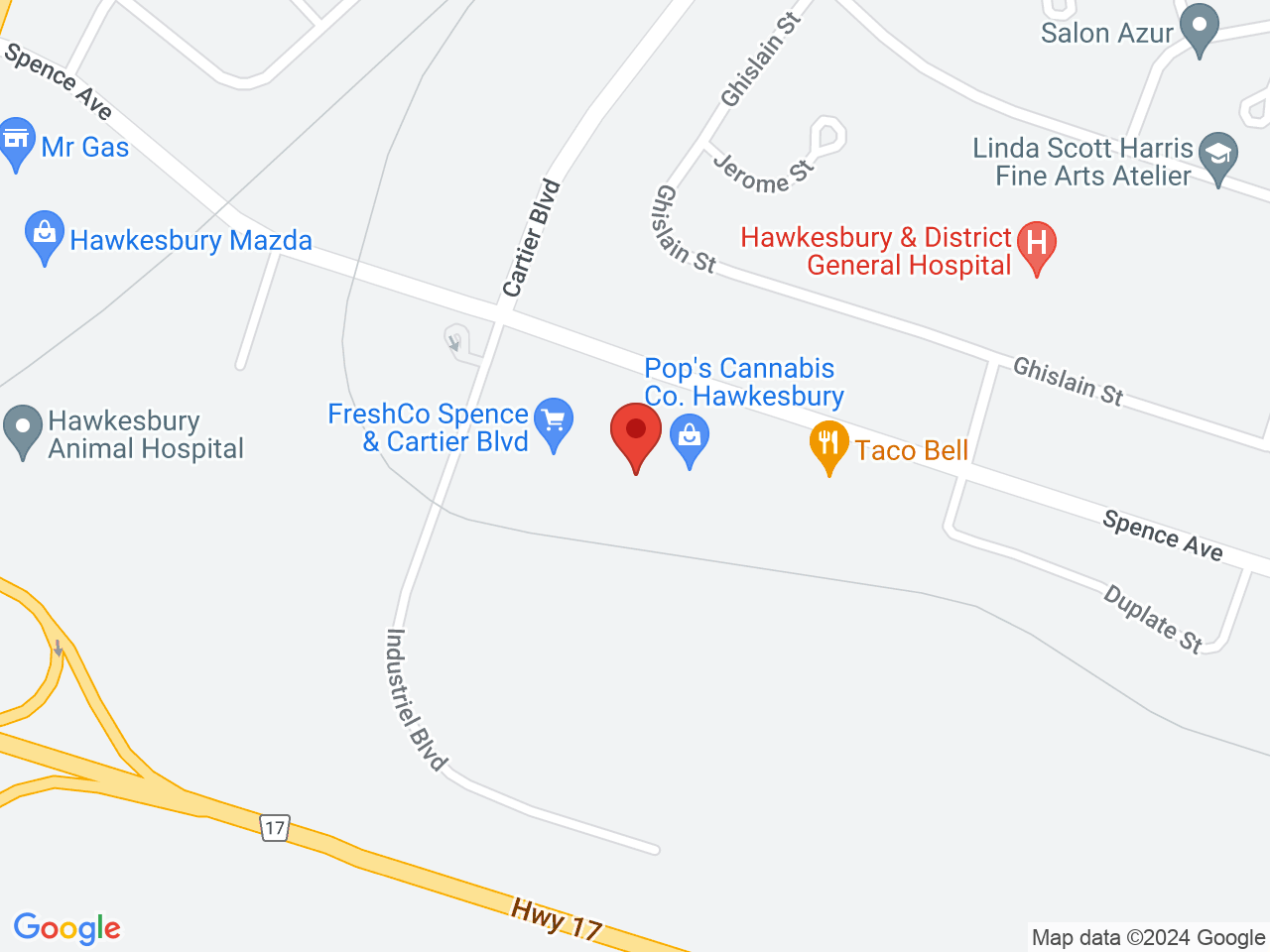 Street map for Pop's Cannabis Co., 400 Spence Ave, Hawkesbury ON
