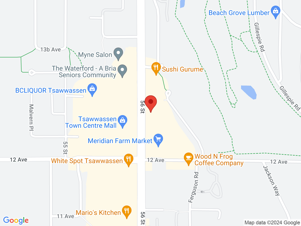 Street map for Queens Cannabis Co, 1274 56th St, Delta BC