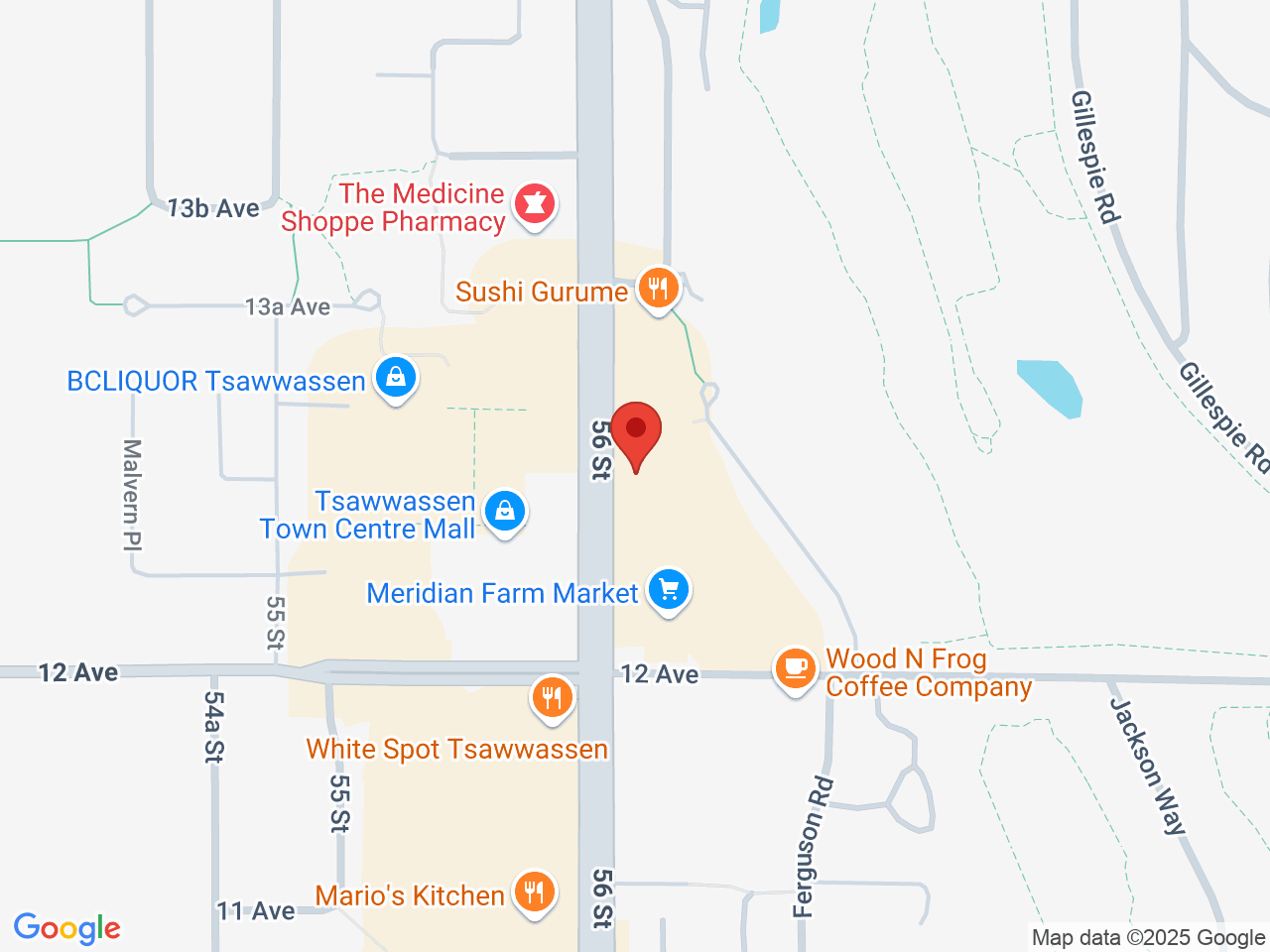 Street map for Queens Cannabis Co, 1274 56th St, Delta BC