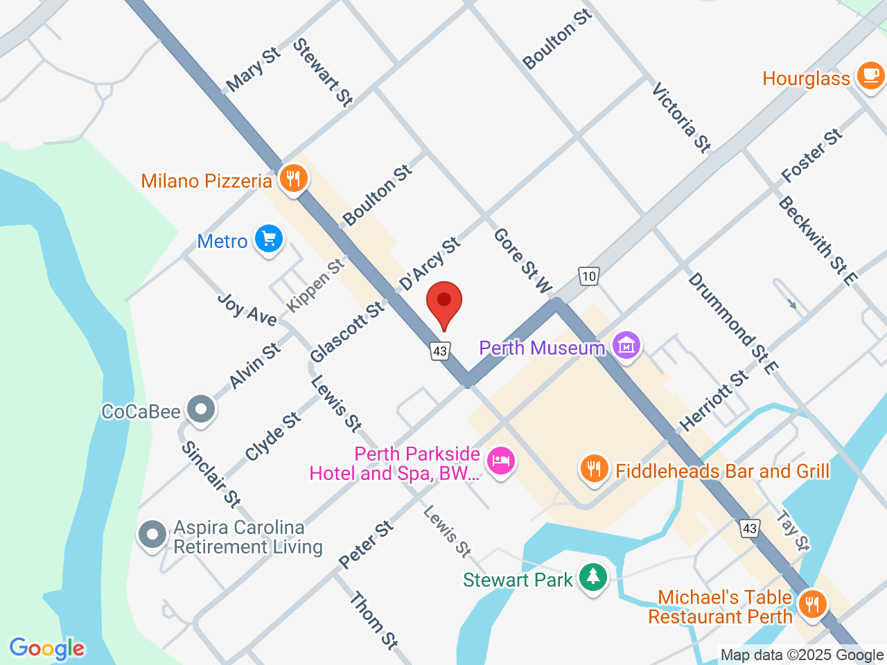 Street map for Perth Cannabis, 23 Wilson St W Unit # B, Perth ON
