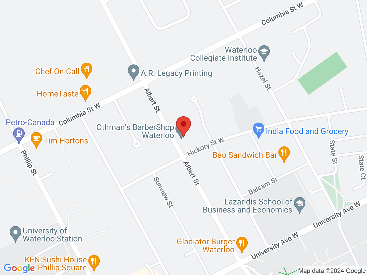 Street map for Phoenix Cannabis, 288 Albert St, Unit 101, Waterloo ON