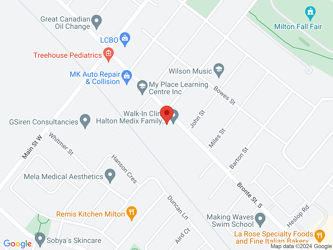 Street map for Piffingtons Cannabis Co, 100 Bronte St S, Milton ON