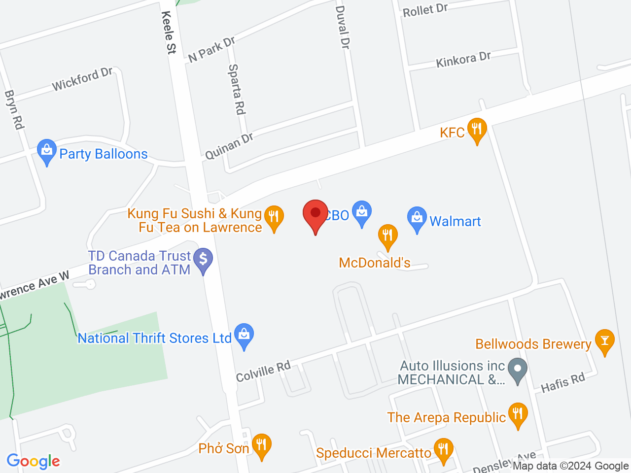 Street map for Purple Moose Cannabis, 1383 Lawrence Ave W, North York ON