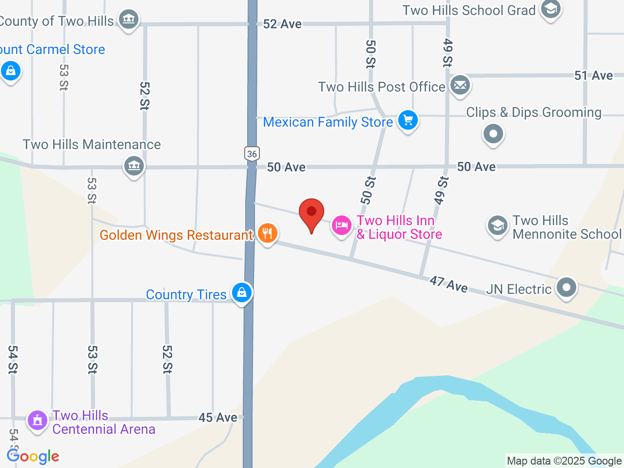 Street map for GoodVibes Cannabis, 1-5012 47 Ave, Two Hills AB