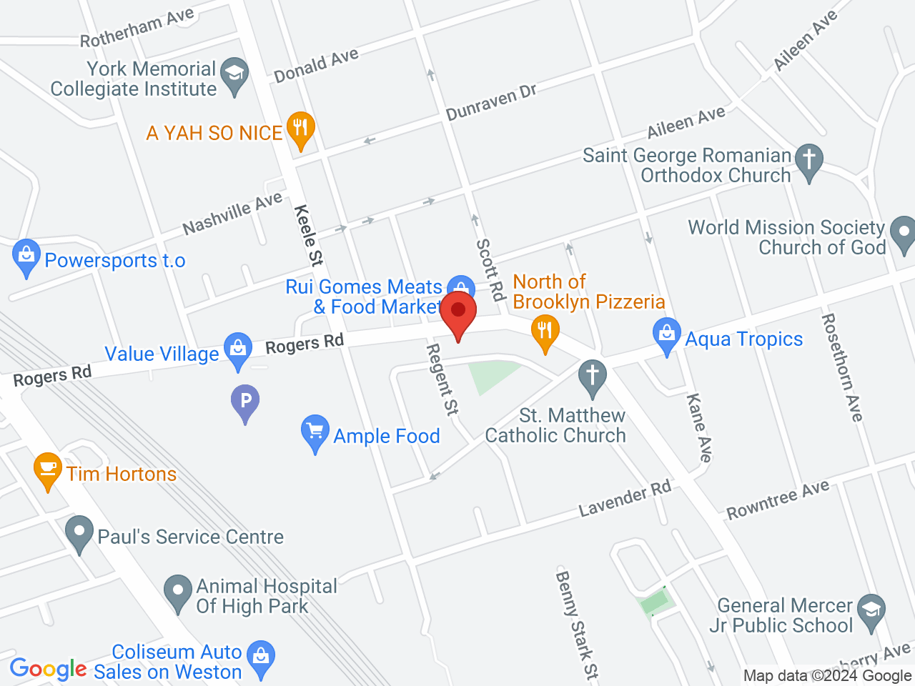 Street map for Pot Palace Cannabis Co, 553 Rogers Rd, Toronto ON