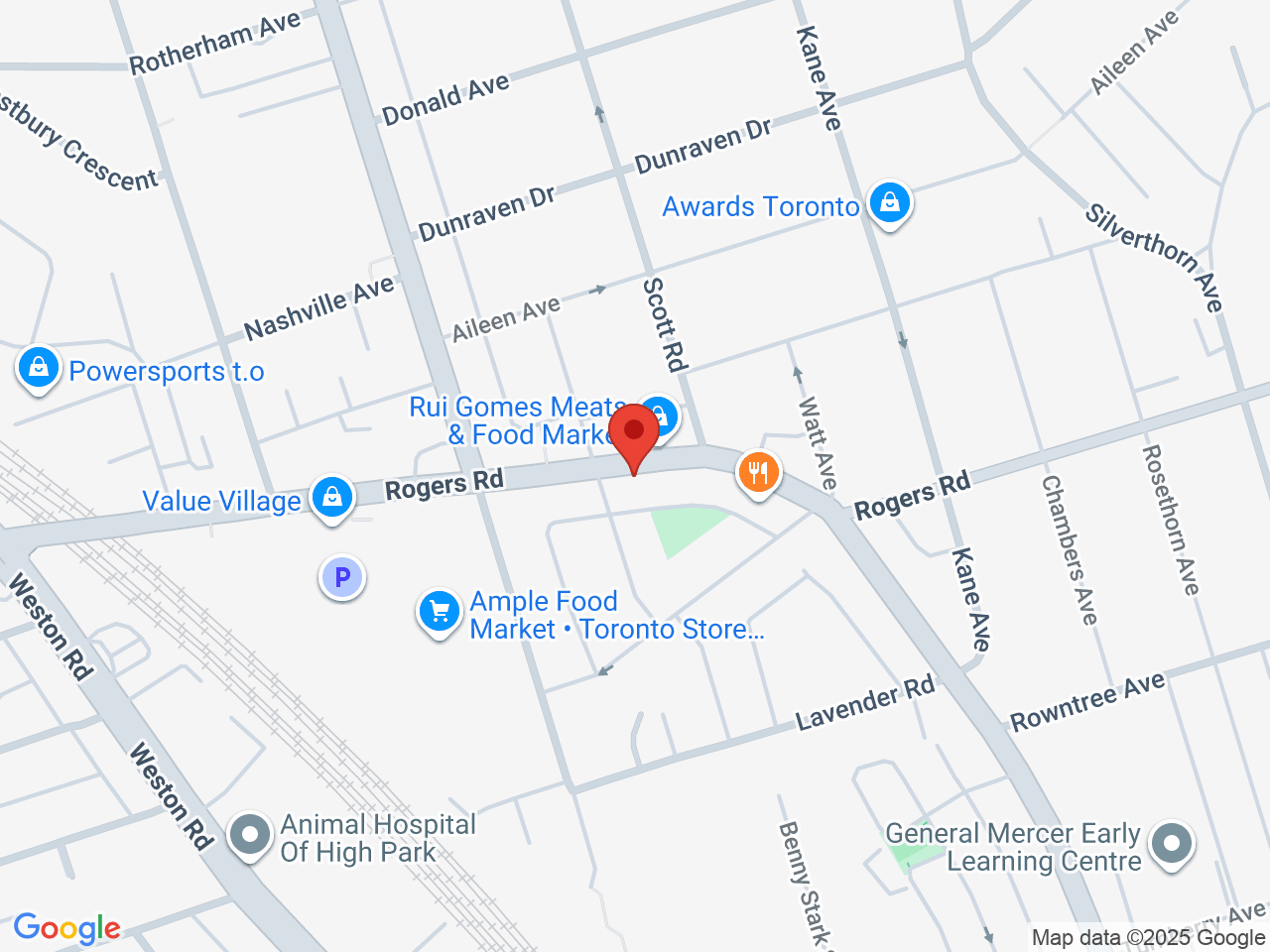 Street map for Pot Palace Cannabis Co, 553 Rogers Rd, Toronto ON