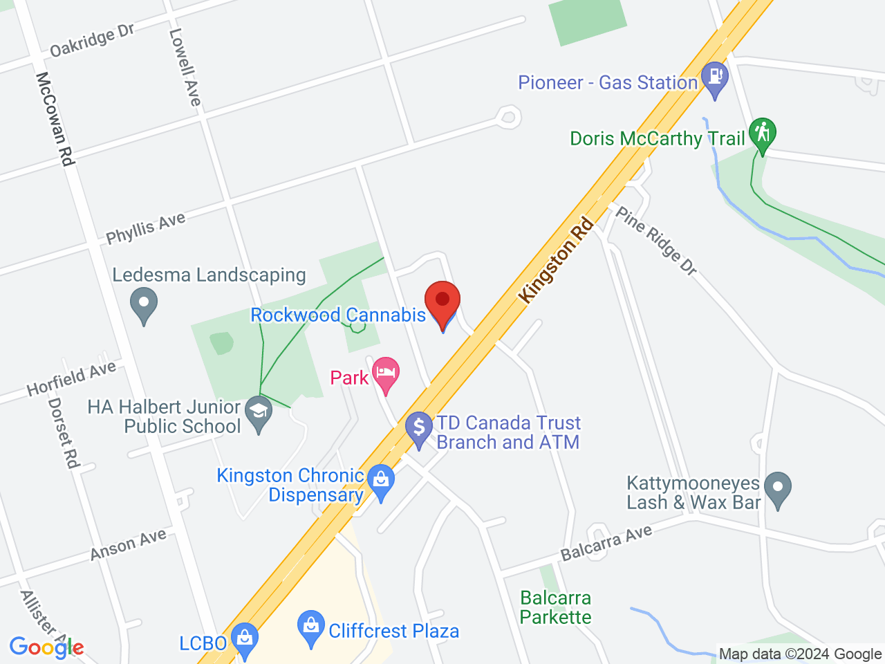 Street map for Rockwood Cannabis, 3148 Kingston Rd, Scarborough ON