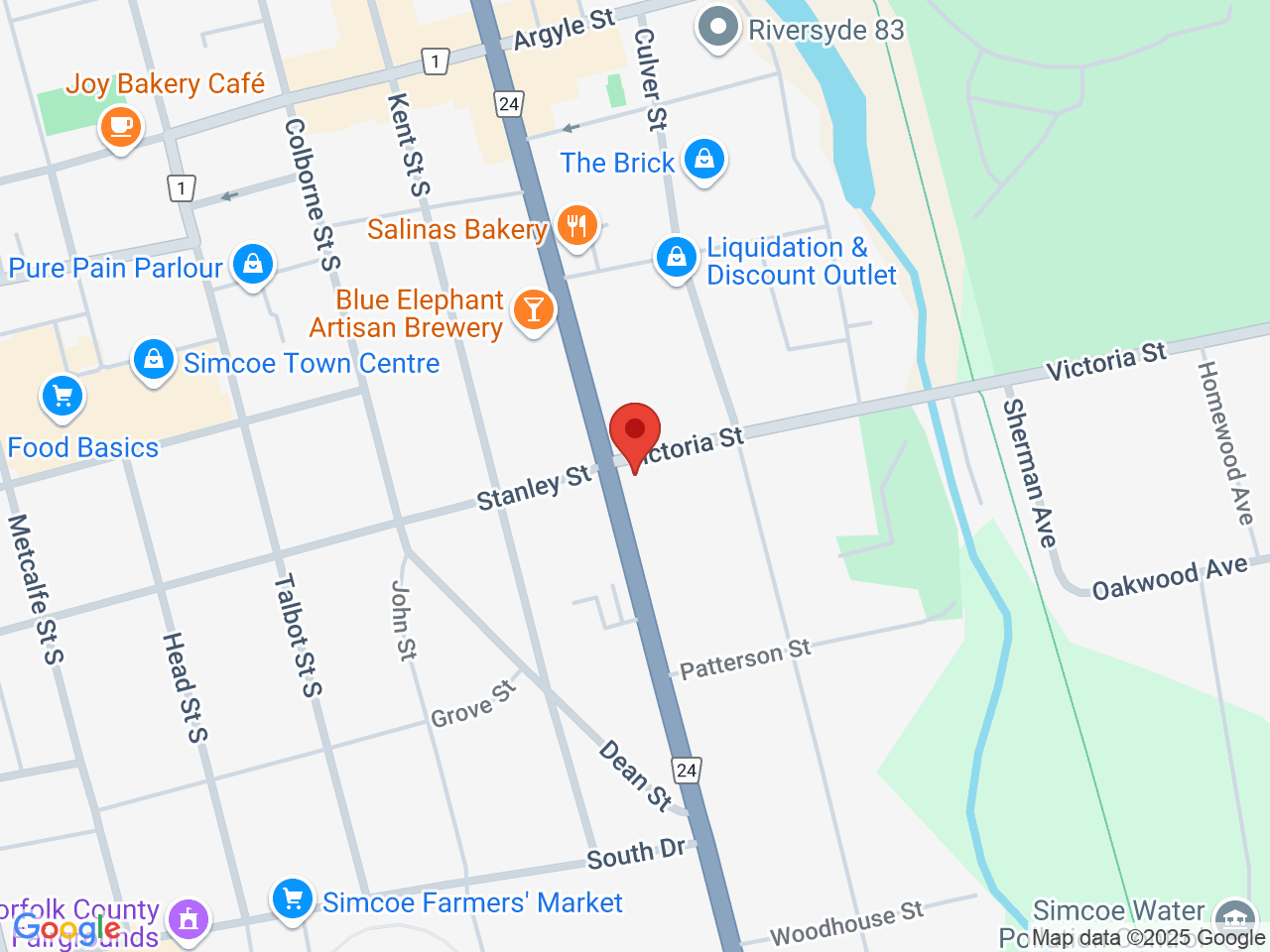 Street map for Rolling Cannabis, 6 Victoria St, Simcoe ON