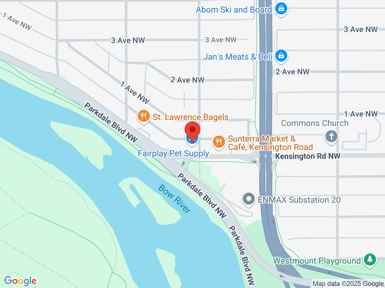 Street map for In N Out Cannabis Discounter, 2604 Kensington Rd NW, Calgary AB