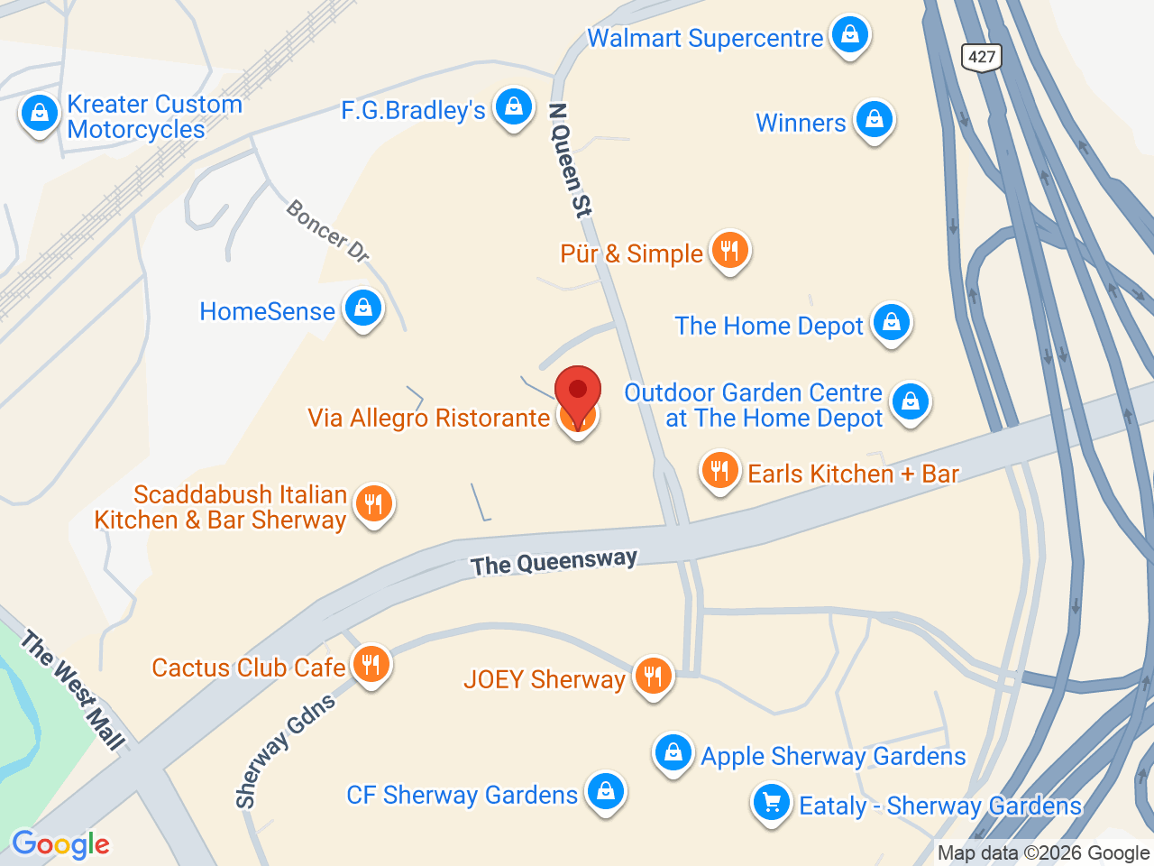 Street map for Value Buds Sherway, 1750 The Queensway, Etobicoke ON