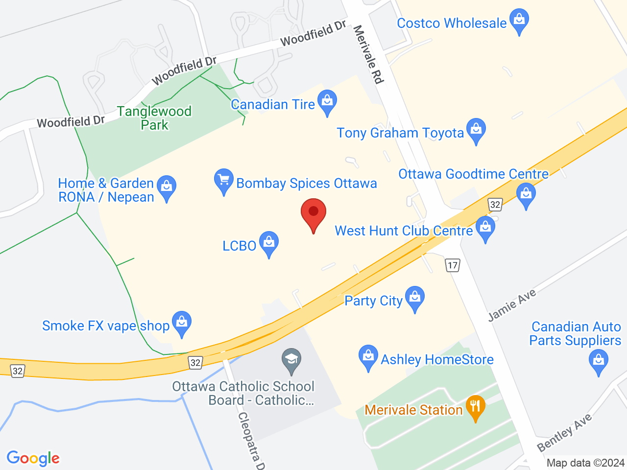 Street map for Spiritleaf Cross Roads, 529 W Hunt Club Rd, Nepean ON