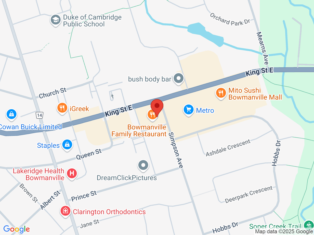 Street map for Spot420 The Cannabis Store, 237 King St E, Bowmanville ON