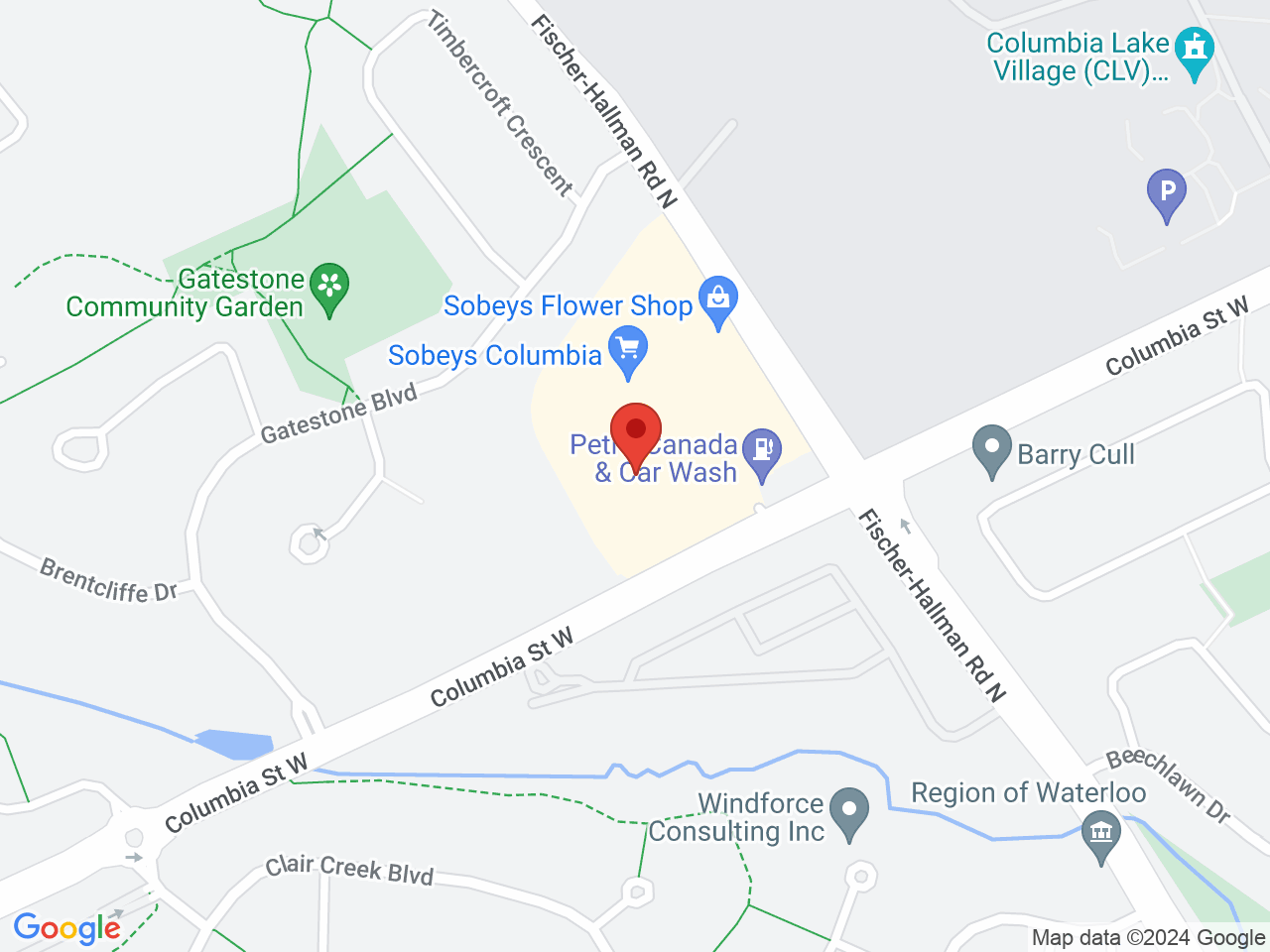 Street map for Sessions Cannabis, 450 Columbia St W, Waterloo ON