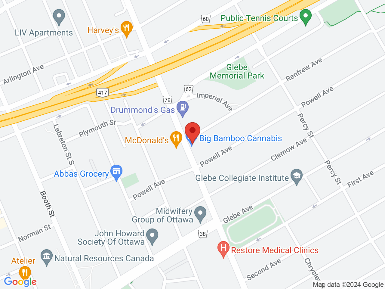 Street map for The Big Bamboo Cannabis Co, 144 Renfrew Ave, Ottawa ON