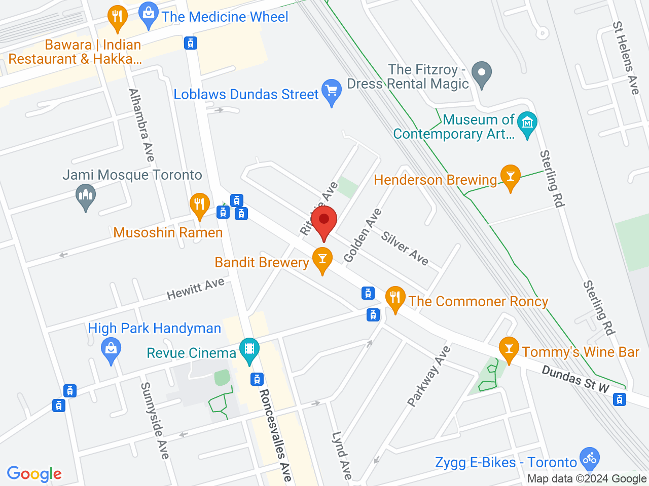 Street map for The Curious Cannabis Co, 2140 Dundas St W, Toronto ON