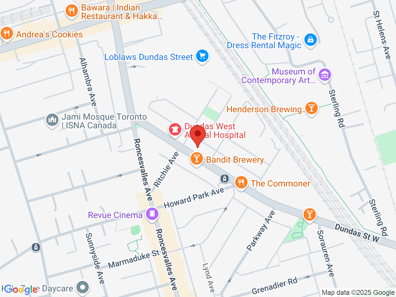 Street map for The Curious Cannabis Co, 2140 Dundas St W, Toronto ON