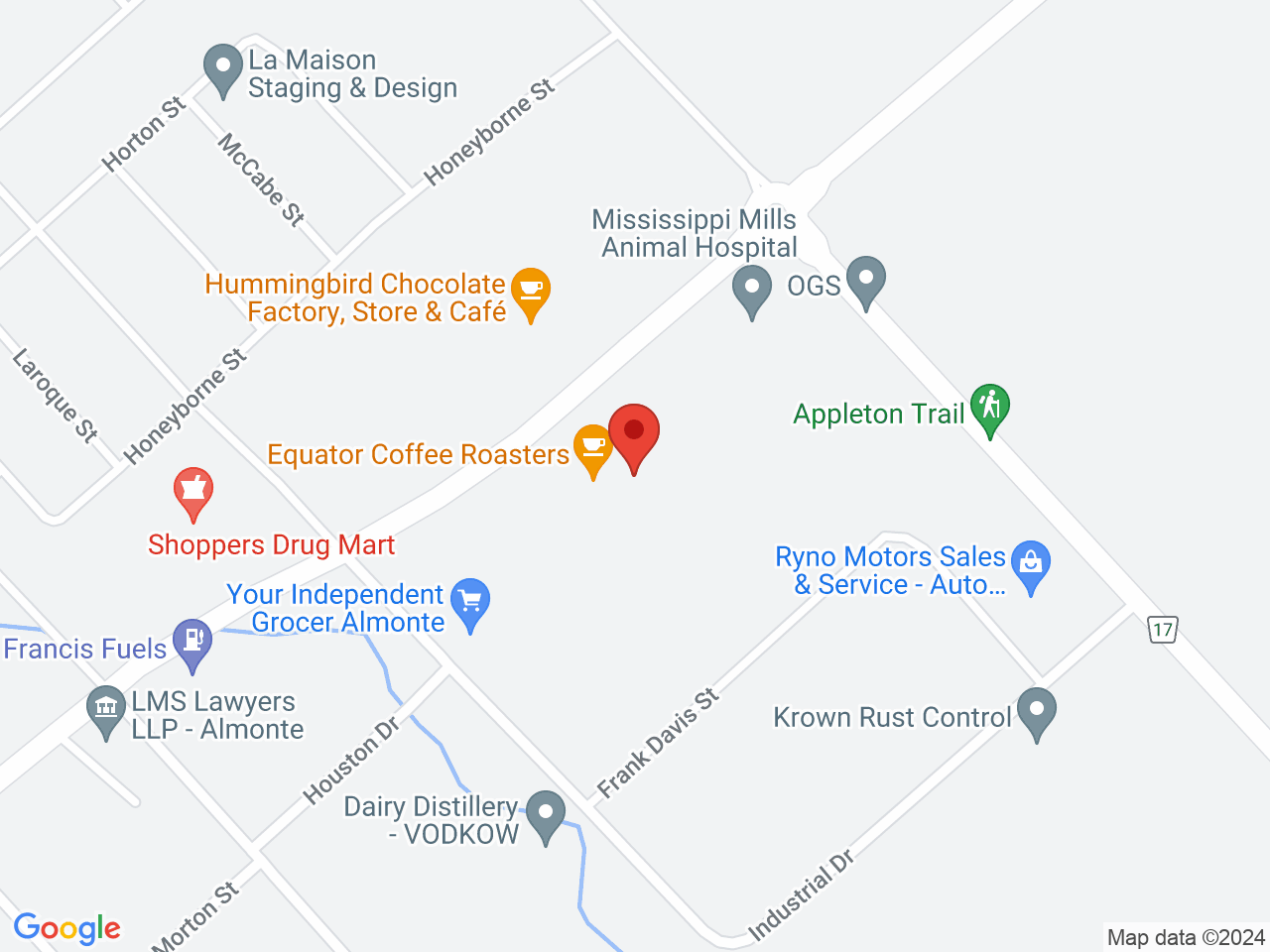 Street map for The Flower Pot, 453 Ottawa St, Almonte ON