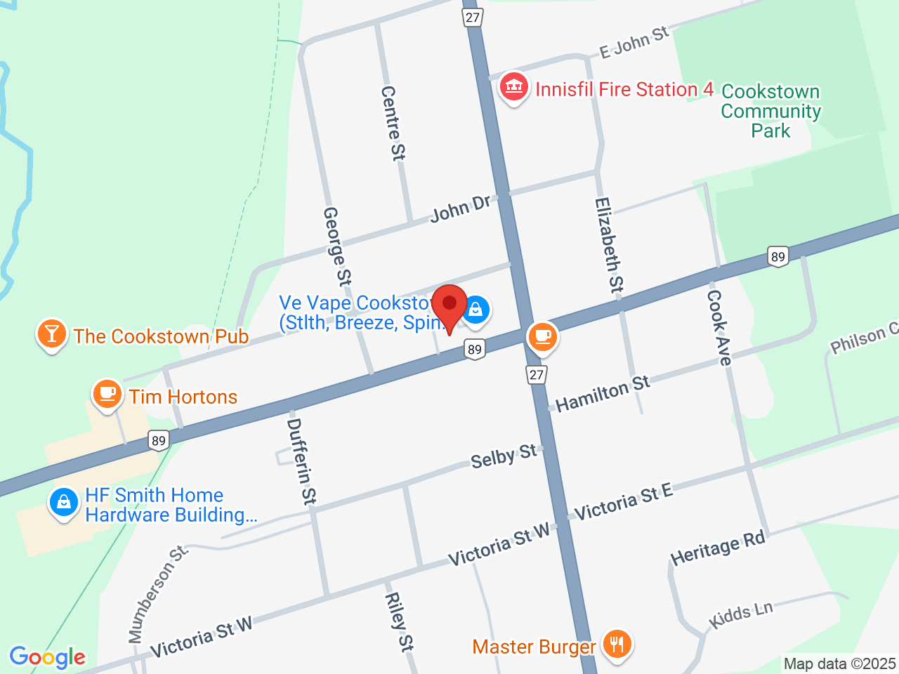 Street map for High Demand Cannabis, 12 Queen St, Cookstown ON