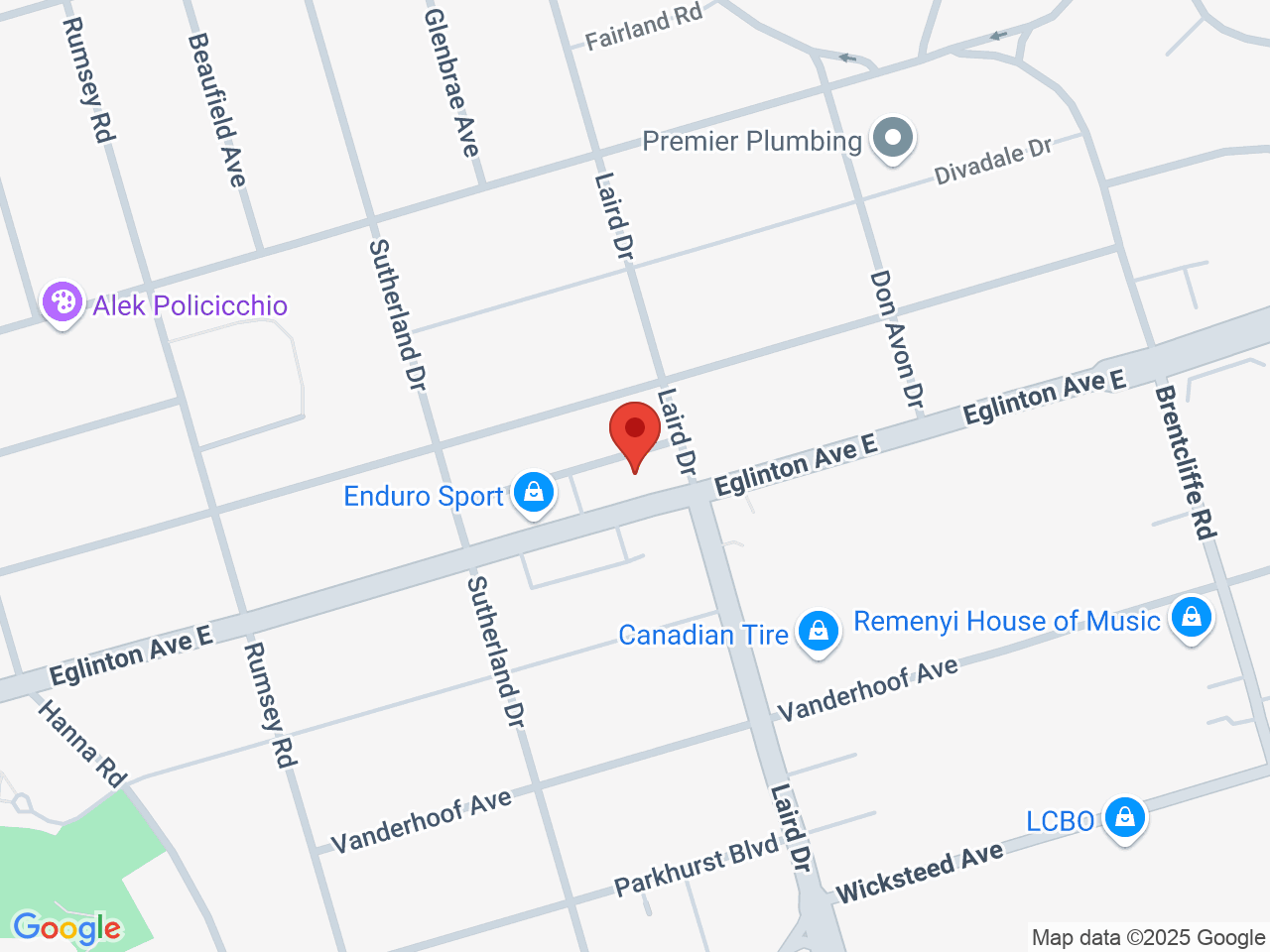 Street map for The Happy Spliff Leaside, 856 Eglinton Ave E, Toronto ON