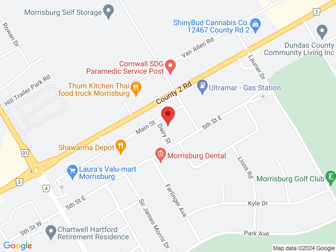 Street map for The Oz Store, 147 Main St, Morrisburg ON