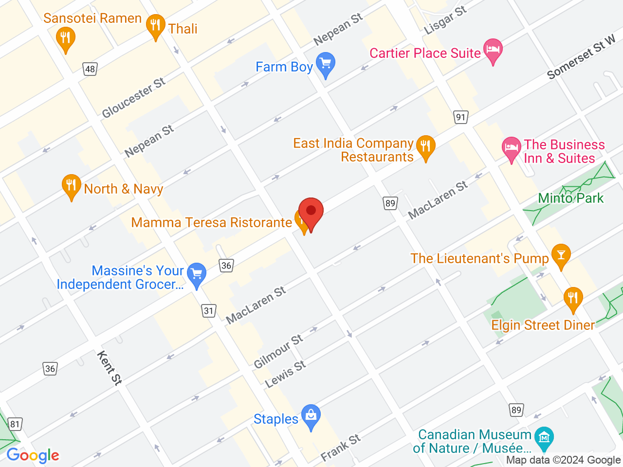 Street map for The Oz Store, 294 Somerset St W, Ottawa ON