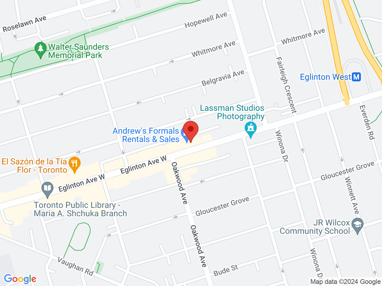Street map for TOKE Cannabis, 1554 Eglinton Ave W, Toronto ON
